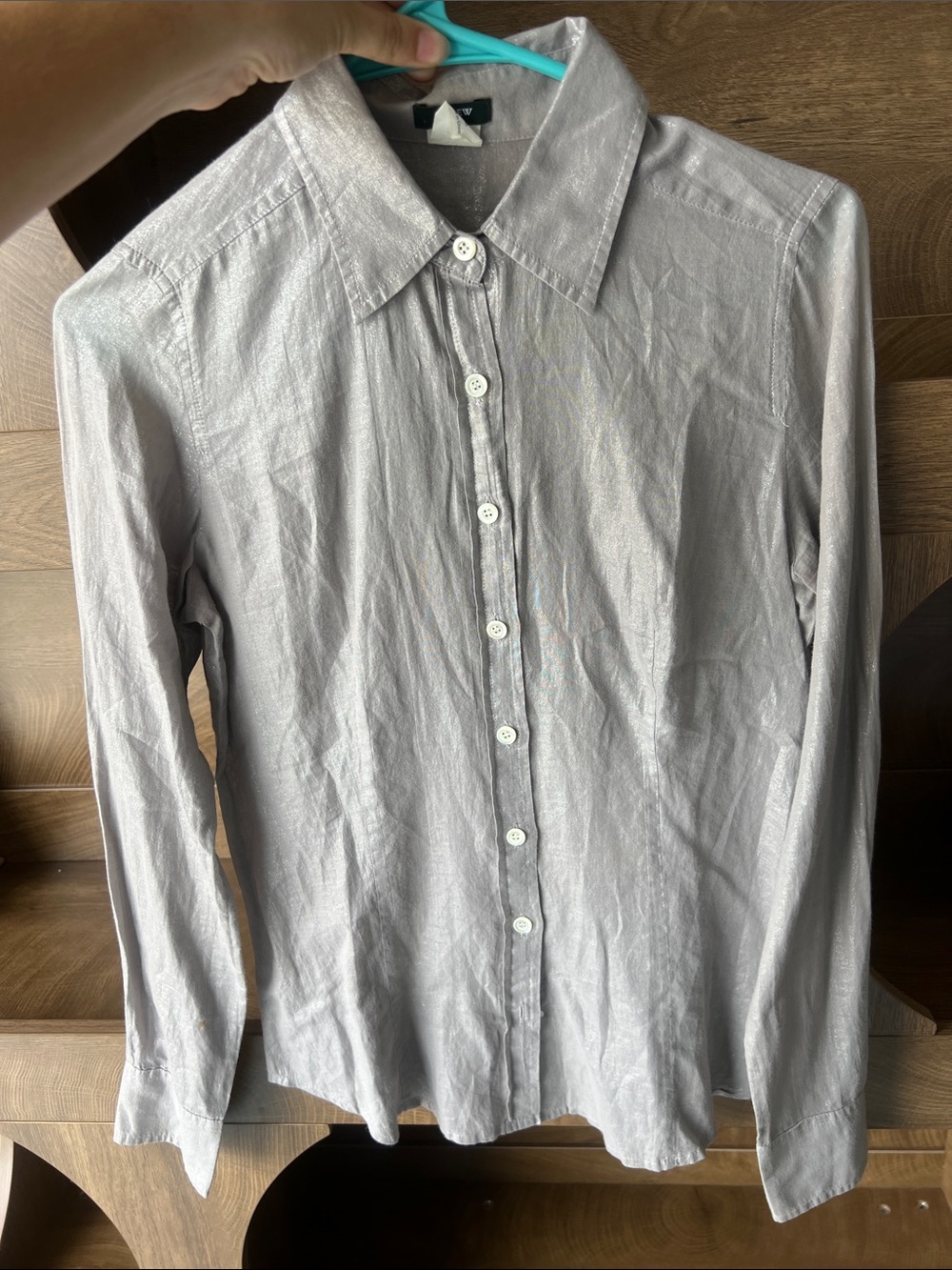 J.Crew Women’s Silver-Gray Long Sleeve Button-Up Shirt